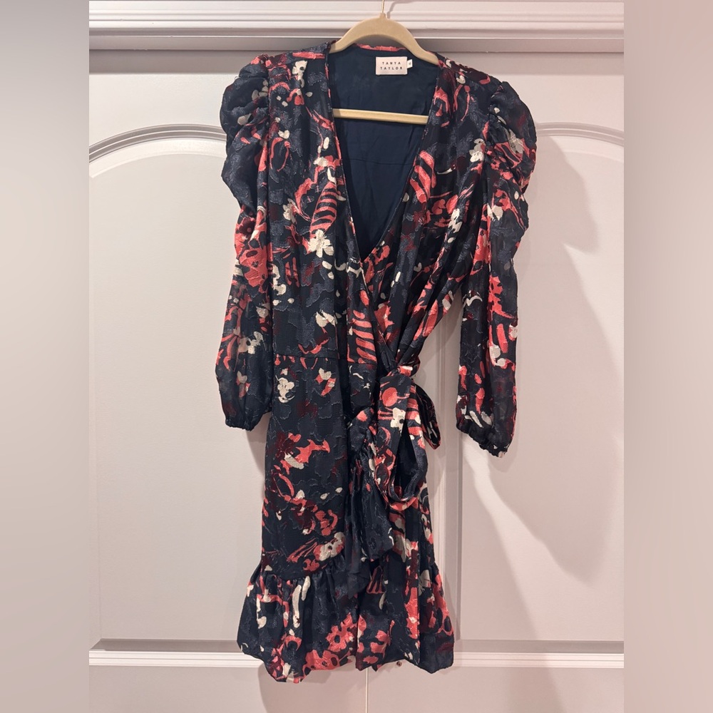 Floral Wrap Dress - Black and Red